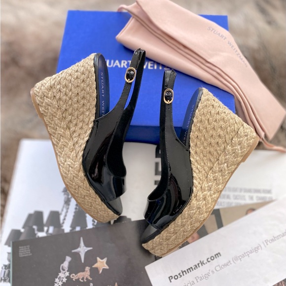 Stuart Weitzman Peep Toe Espadrille Wedge Platform Pumps - Picture 15 of 16